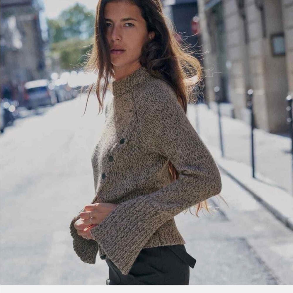 NWOT Zara Asymmetric Button Knit Sweater - Picture 2 of 16